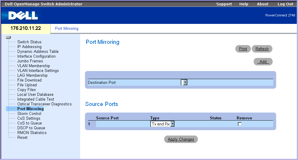 Dell_2748_Port_Mirroring