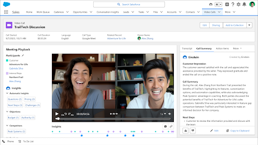 salesforce call summaries powered by einstein